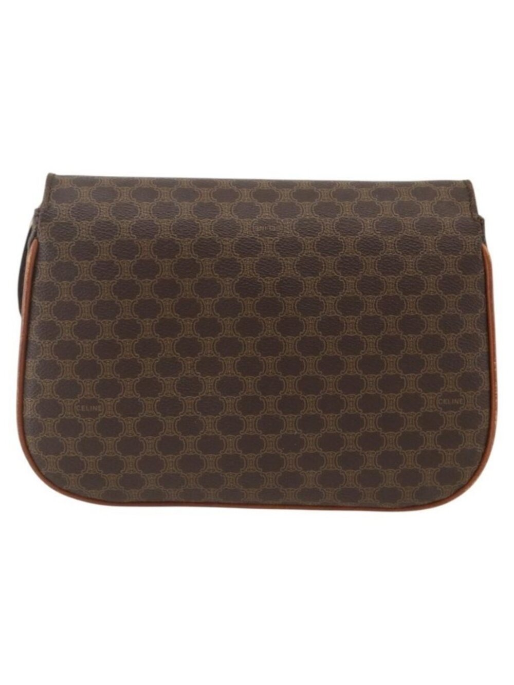 Authentic CELINE Macadam Canvas Shoulder Bag PVC Leather Brown Gold - Picture 9 of 16